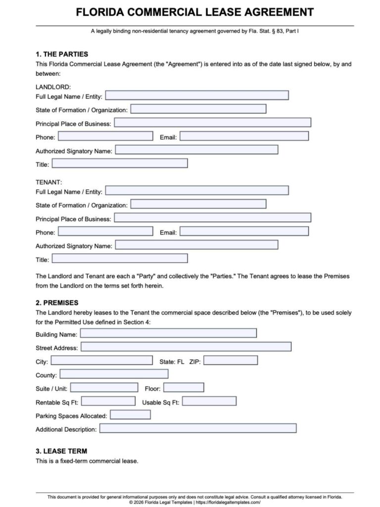 Florida Commercial Lease Agreement