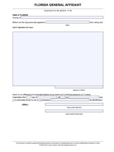 Florida Affidavit Template [Free Printable, Fillable PDF] - Florida ...