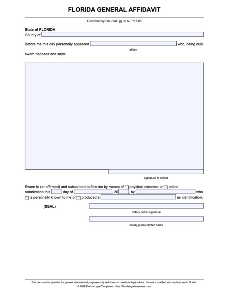 Florida Affidavit Template