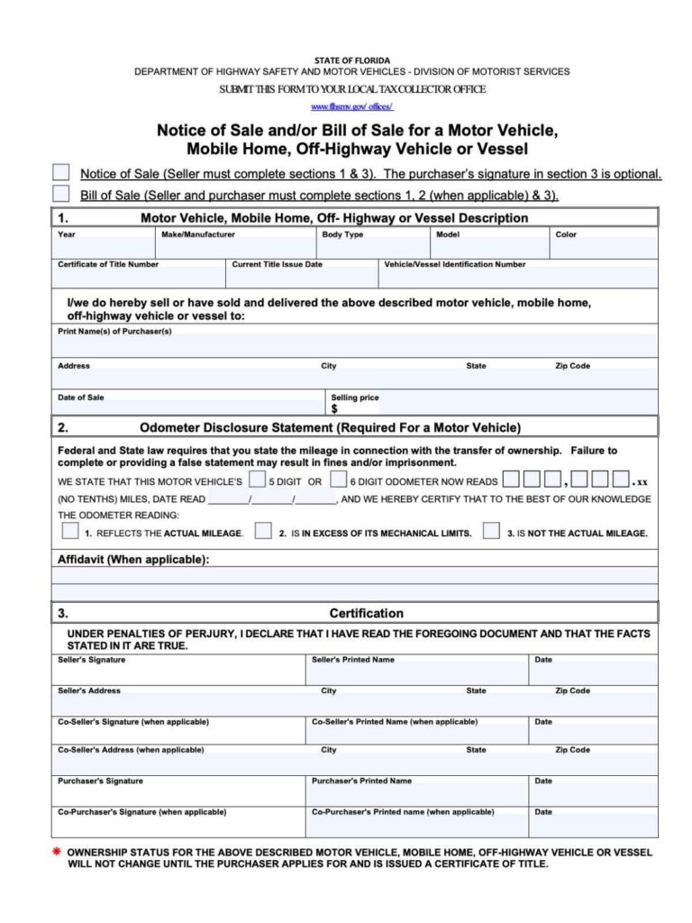 Florida Bill of Sale