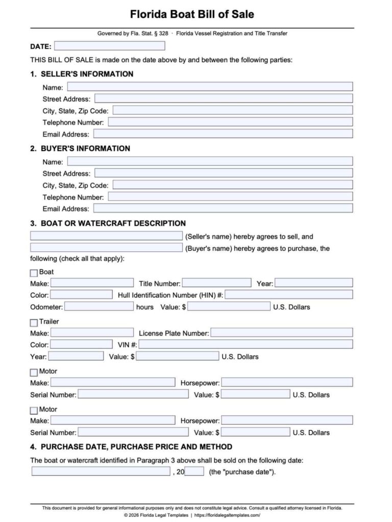 Florida Boat Bill of Sale