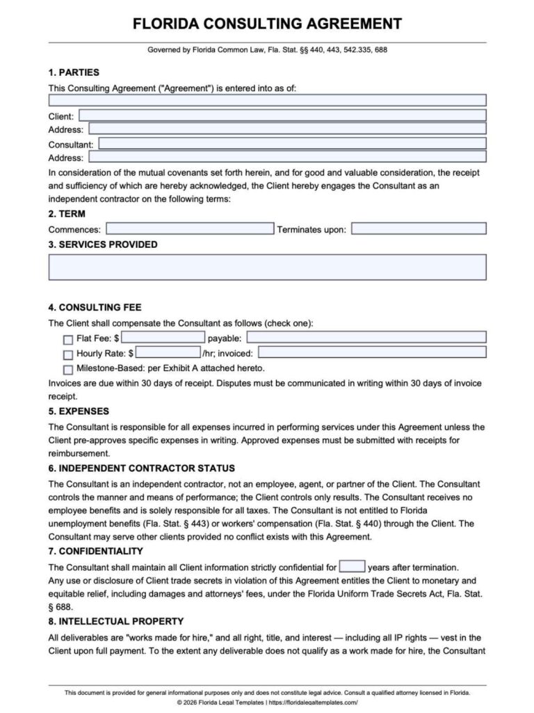 Florida Consulting Agreement