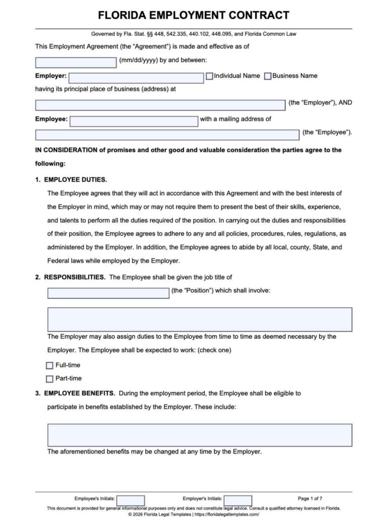 Florida Employment Contract
