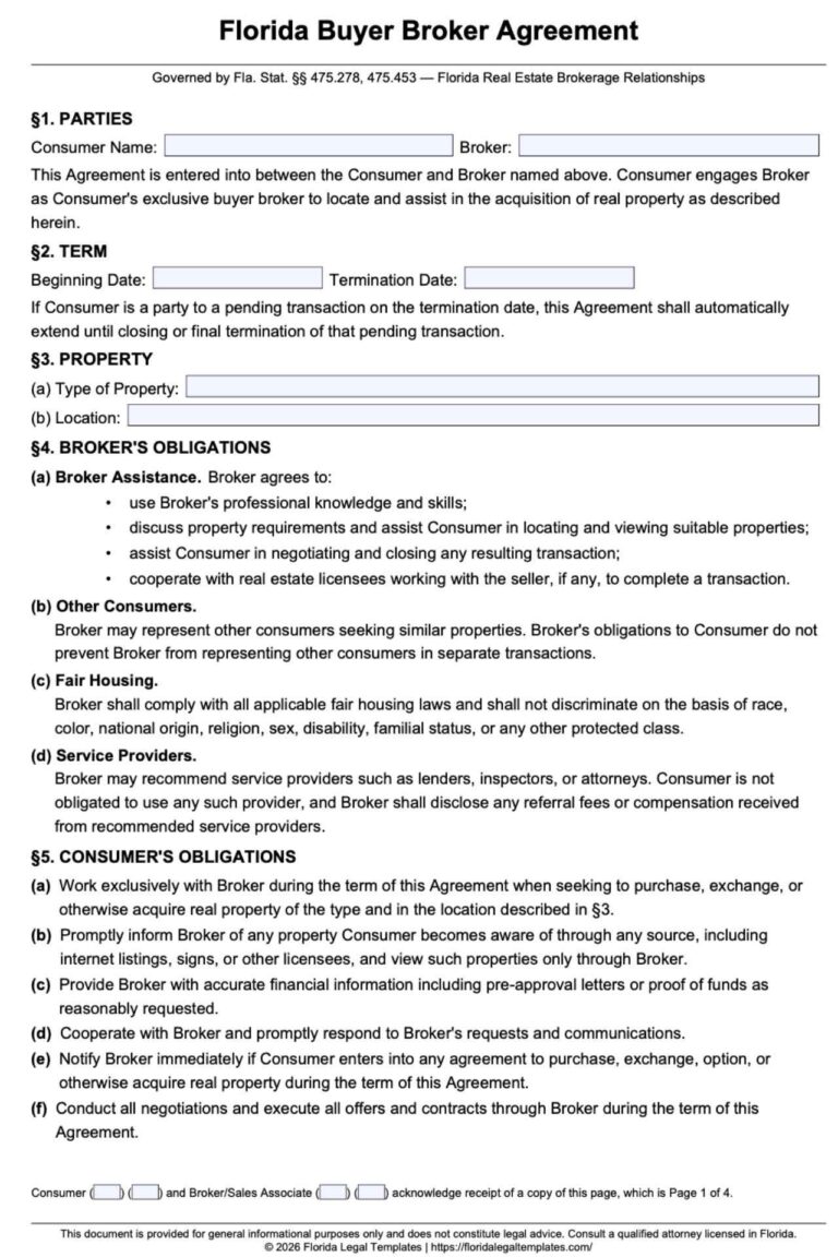 Florida Buyer Broker Agreement